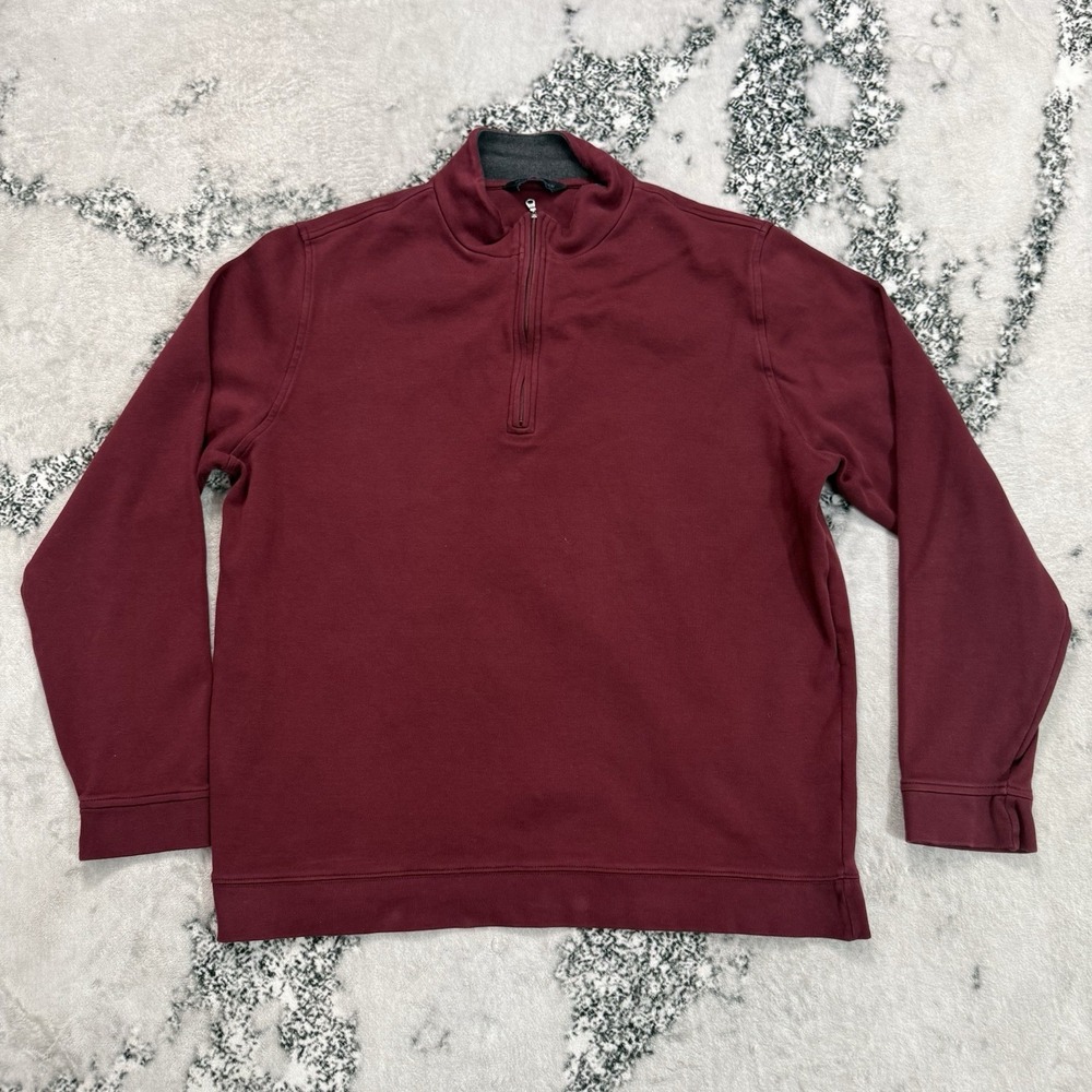 Scott Barber Mens Size L Burgundy 100% Pima Cotton Quarter Zip Pullover Preppy